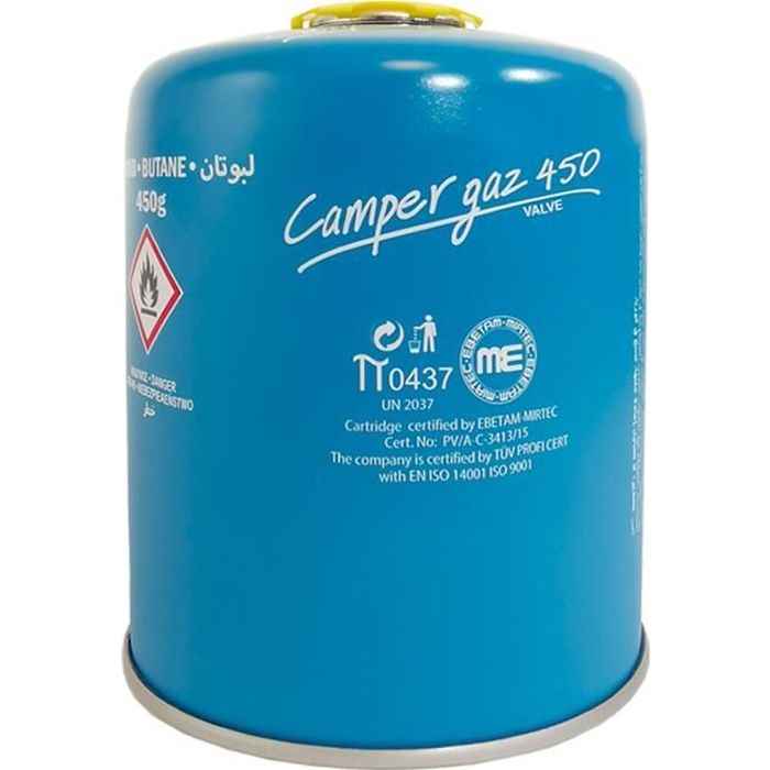 Cartouche gaz Butane 450g Camper Gaz Bouteille de gaz à vis Camping