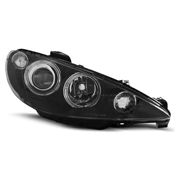 Paire de feux phares Peugeot 206 02-07 angel eyes noir LPPE27