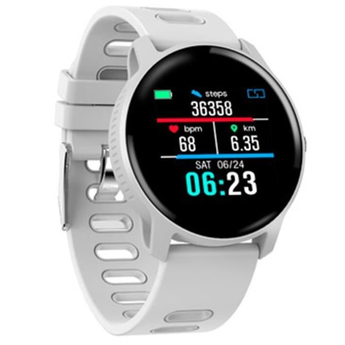 Sport podomètre montre intelligente hommes IP68 étanche Fitness Tracker moniteur de fréquence cardiaque femmes horlo - White -