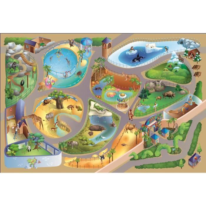 Tapis enfant jeu circuit CONNECTE ZOO multicolore 100x150, par House Of Kids, Tapis pour enfant