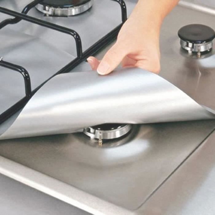 4PCS réutilisable en feuille d\'aluminium Cuisinière à gaz Couverture cuisine propre parfait pour nettoyage @yin1378