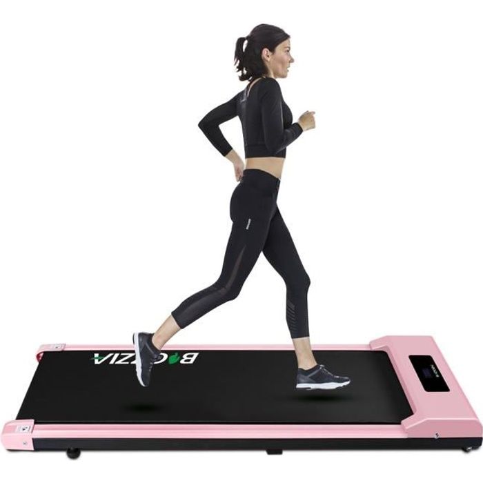 Bigzzia Tapis de Course Portable, Vitesse Réglable maximale 10 km/h, Écran LCD, Silencieux, Roues de Transport
