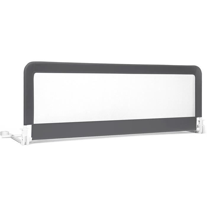 DREAMADE Barrière de Lit Pliable pour Bébés,Barrière de Protection en Tissu Maille pour Lit dEnfants et Parents, 120 x 42 cm Gris