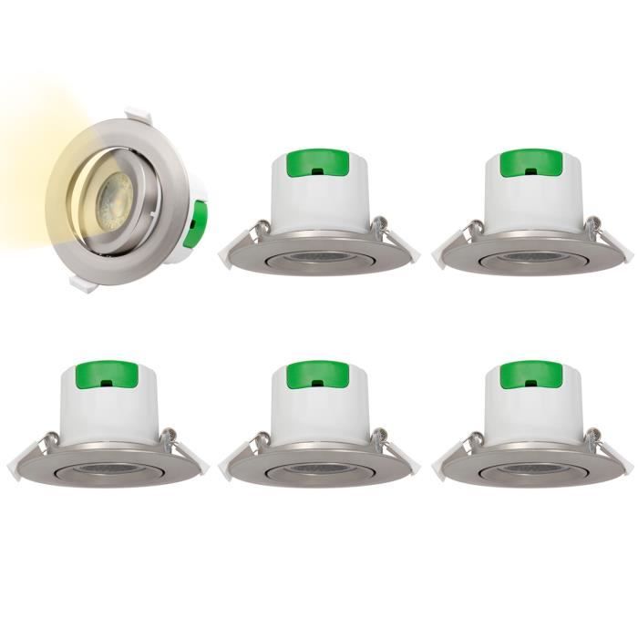 2,5 Pouces Lampes Spot LED Encastrable Plafond LED 7W Orientable Couleur Métal 60° Angle Eclairage Blanc Chaud Diamètre Trou 70-75MM