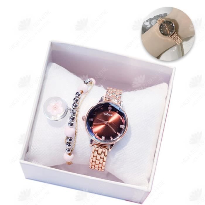 HTBE® Montre dames ins vent étanche simple ceinture mince petit tempérament mode tendance dames bracelet coffret cadeau