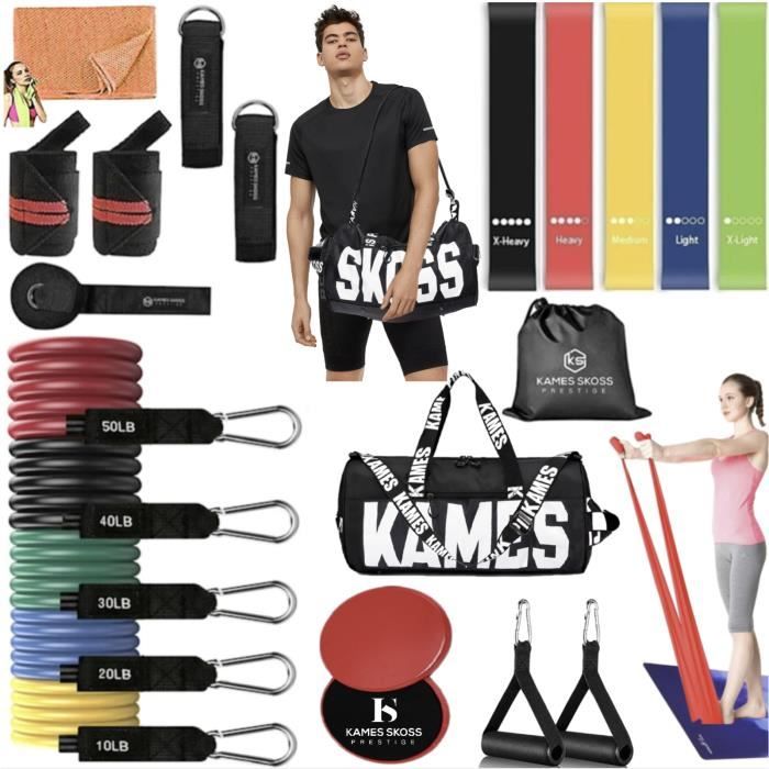 KAMES SKOSS PRESTIGE- Bandes de résistance, Kit Bande de resistances 23PCS, Musculation Ensemble,Bandes d'exercices.