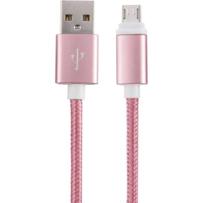 kwmobile Câble Micro USB Tressé - Chargeur Micro USB en Nylon Rose 1m - Chargeur Universel pour par ex. Téléphone Samsung Sony Huawe
