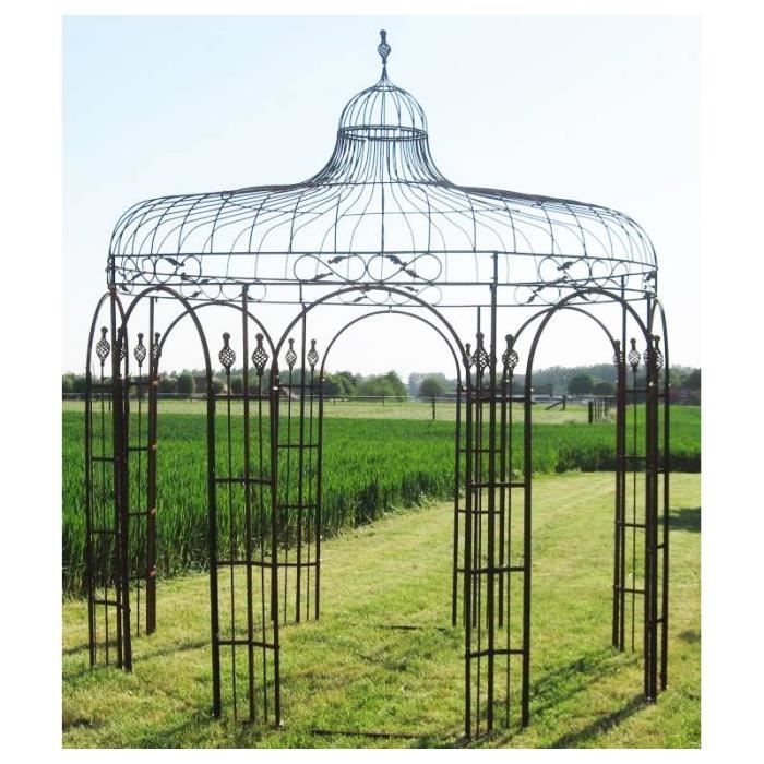 Harmonieuse Gloriette de Jardin Tonnelle Pergola Kiosque en Acier Oxydé 320x320x380cm 380