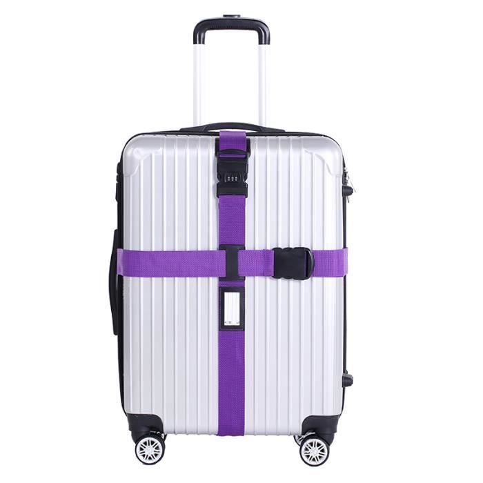 Réglable Sangle de Bagages avec Serrure Codée Voyage Valise Sac À Dos Sûr Ceinture Sécurisée Emballage Protection Violet