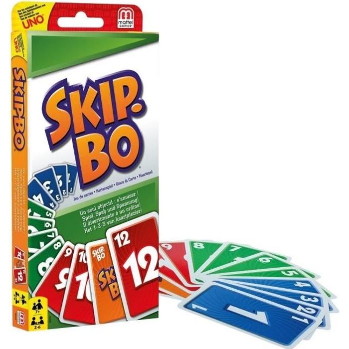 Mattel Games - SKIP-BO - Jeu de Cartes Famille - 2 à 6 joueurs - Dès 7 ans