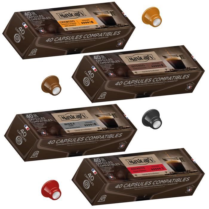 Un mélange de toutes nos variétés (Risretto, Intenso, Cremoso, Moka)Compatibles avec les machines Nespresso et L'Or Barista.Torréf