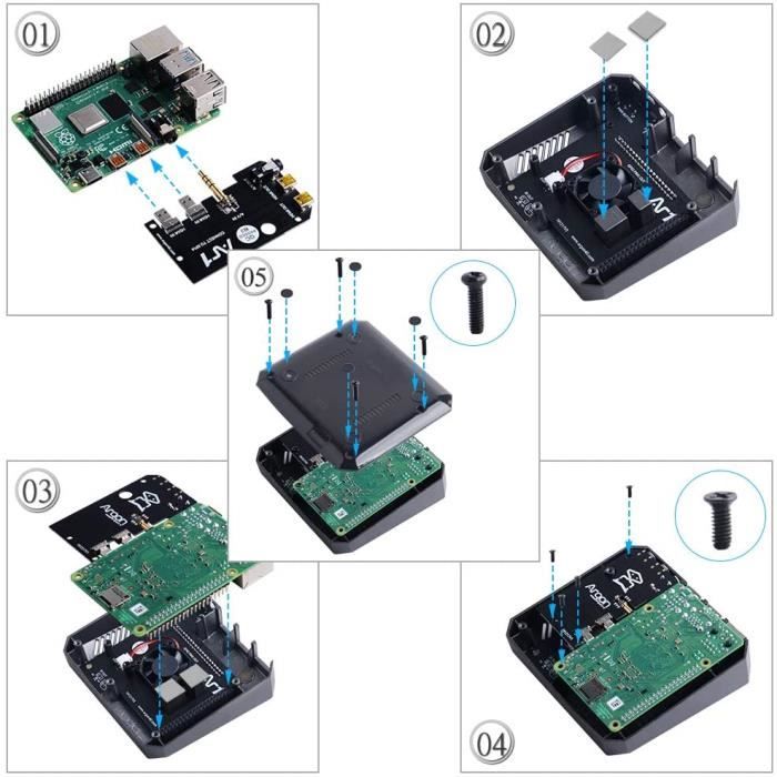 GeeekPi Argon One Raspberry Pi 4 Boîtier en aluminium avec ventilateur, dissipateur en aluminium, bouton d'alimentation, prend en ch