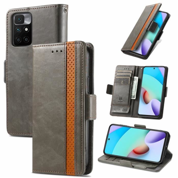 Étui Xiaomi Redmi 10 Housse de protection professionnelle de haute qualité Étui en cuir PU rétro - Gris