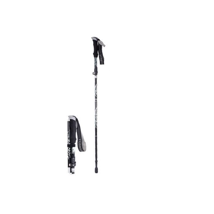 Bâton de randonnée télescopique pliable en Alliage d'aluminium Fort Type long 110-130 cm (déplié) Noir