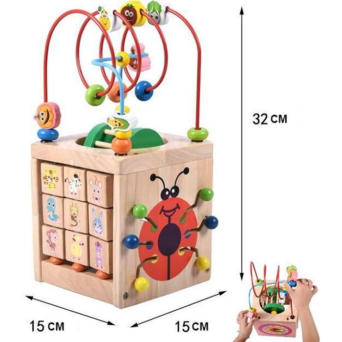 Activité Cube d'Éveil Motricité Découvertes Jouet de Bébé , Jeu d'éveil premier âge,Enfant Éducatif Cadeaux d'anniversaire Noël Fête