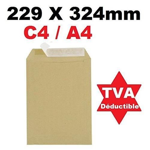 Lot de 25 Grande enveloppe pochette courrier A4 - C4 papier kraft MARRON 90g format 229 x 324 mm Pochette kraft brune auto-adhésive