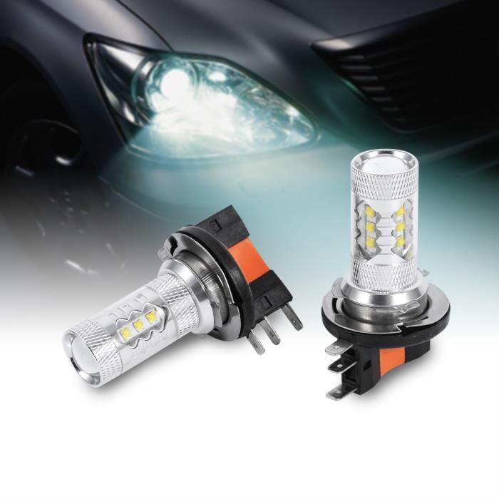 Phare de voiture 2pcs HID Blanc 80W H15 LED Ampoules Lumières Lampe ABI34