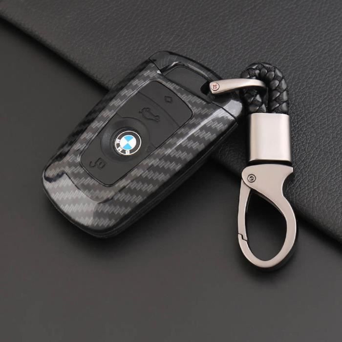 Coque Clé Télécommande Plip Voiture Winpower Fibre de Carbone Housse 3 boutons pour BMW 1er 3er 4er 5er 6er 7er X3 (F25,F26)