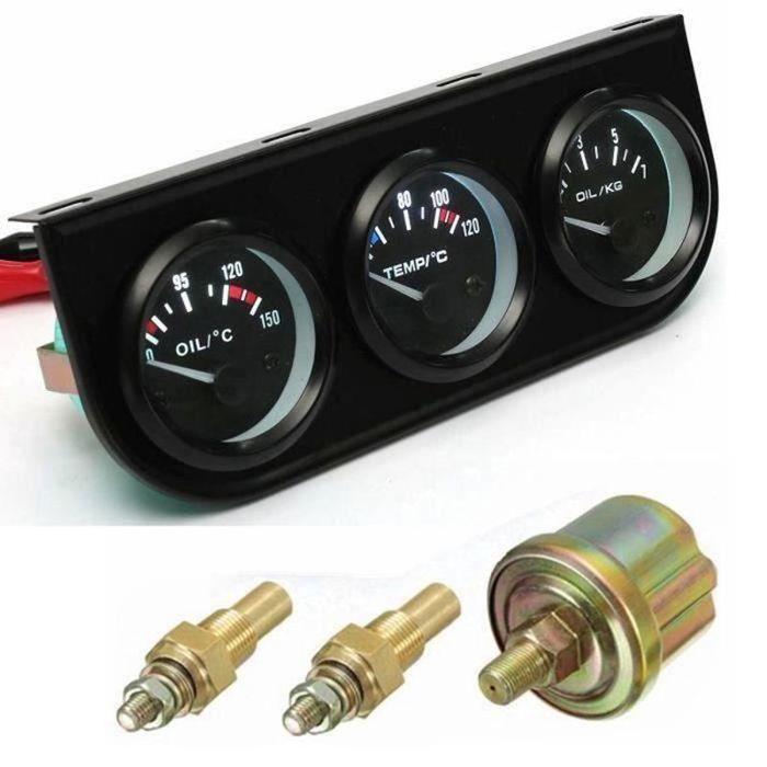 MANOMETRE 2''52mm LED Gauge Température et Pression d'Huile Jauge