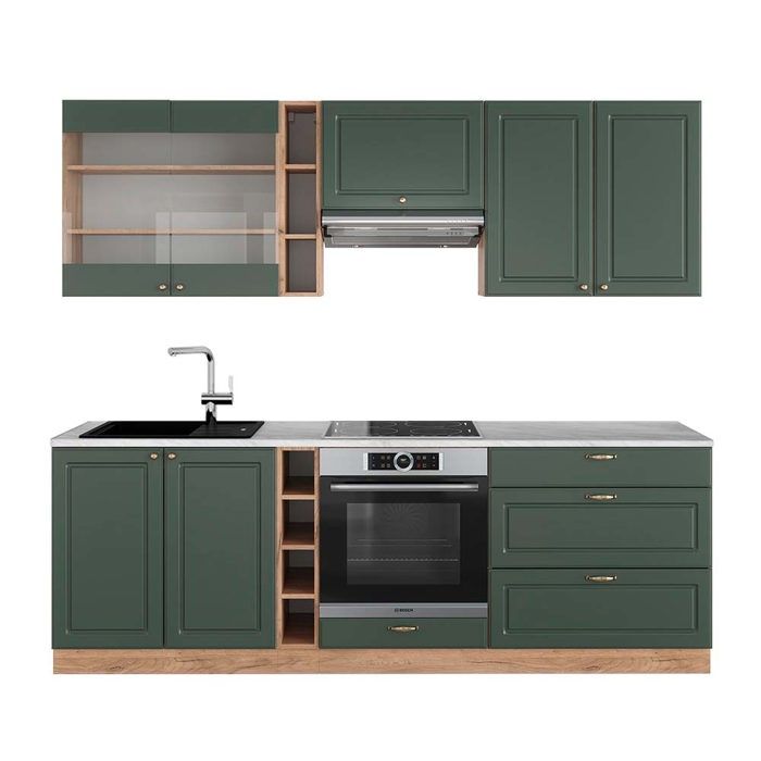 Cuisine Fame-Line Vert et or campagne/anthracite 355cm sans PT Vicco