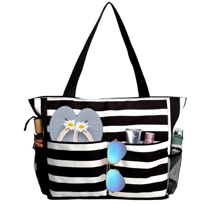 Sac De Plage Personnalisable En Toile De Coton - Sac Fourre-tout Monogrammé - 43x30x20 Cm - Cadeau Femme
