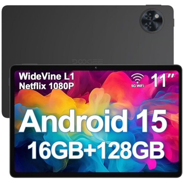 Tablette tactile DOOGEE U11 Android 15 Unisoc T606 Batterie 8580mAh 11 pouce ips 90Hz 16Go + 128 Go Widevine L1 WiFi6 – Noir
