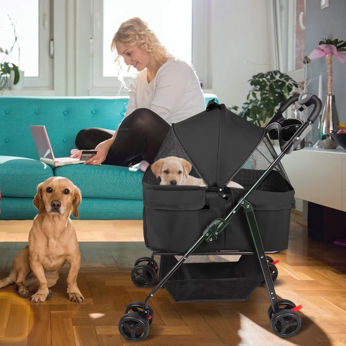 Meilleurs prix pour SUPFINE Poussette pour Chien 3 en 1, Poussette Buggy Pliable Animaux, Poussette Pliable pour Chien Chat avec Panier de Rangement