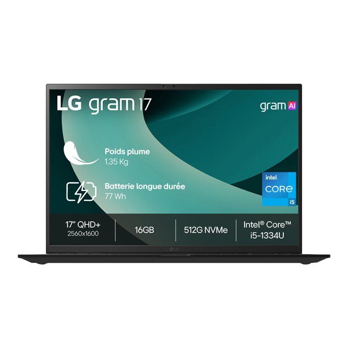 Ordinateur portable – LG Electronics – LG gram 17Z90RU-G.AP55F – Intel Core i5 – 17 pouces – Windows 11 Pro