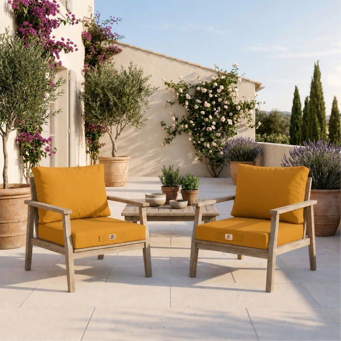 Coussins pour salon de jardin déhoussable 50x60cm Jaune