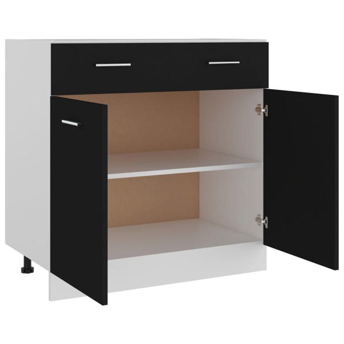 Promotion mai * Armoire de plancher à tiroir Lyon - Buffet de cuisine - Noir 80x46x815 cm EU9117801237