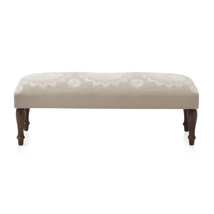 Banc tapissé beige avec pieds en bois - REF. 10789 Banc tapissé beige avec pieds en bois - REF. 10789