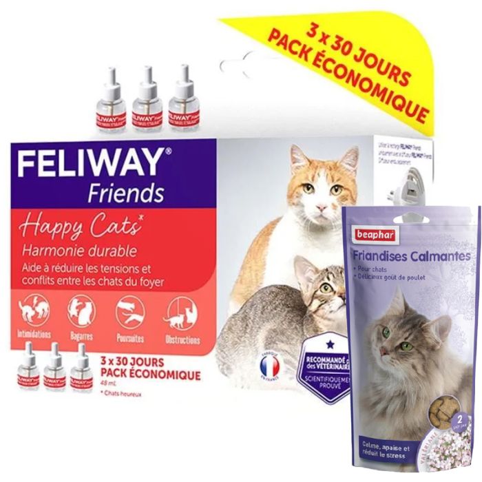 Meilleurs prix pour FELIWAY Friends Recharges Lot de 3 flacons de 30 Jours pour Diffuseur 3 x 48ml