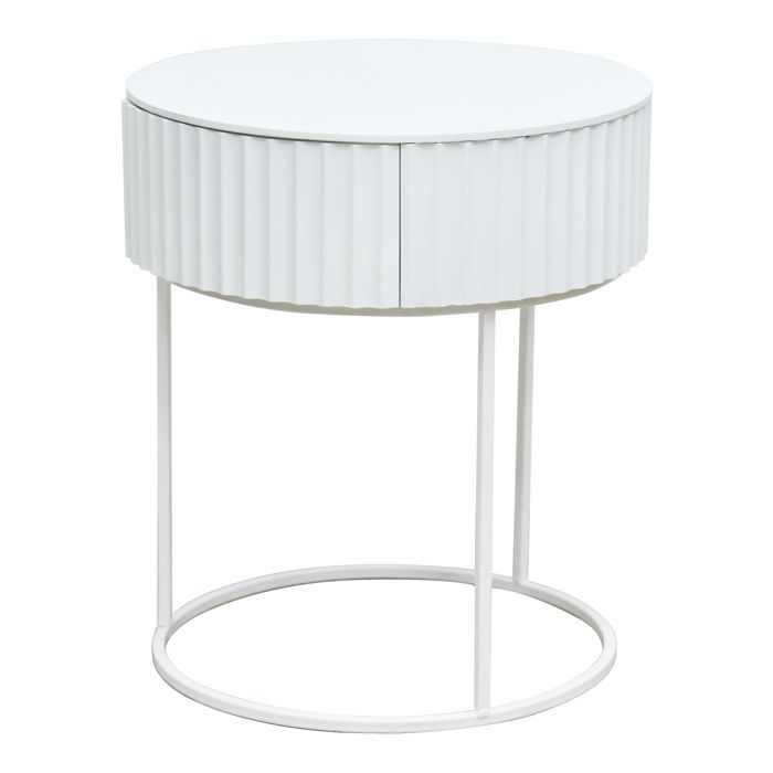Table d’appoint Rill avec tiroir 46 x 40 cm blanc [en.casa]