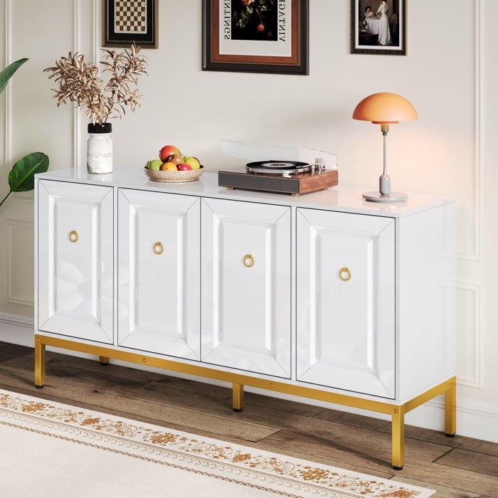 Buffet Bas avec Portes 3D  Meuble de Rangement pour Salon  Enfilade 140cm