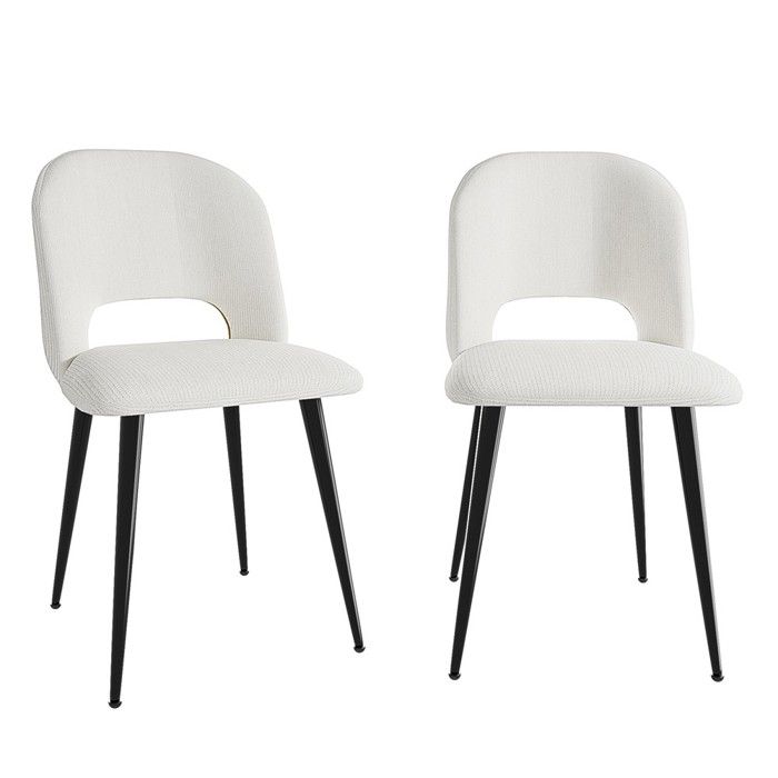 PIPIPOXER Lot de 2 Chaise de Salle à Manger en Tissu Chaise de Cuisine avec Pieds Métalliques Séparés Beige 51×45×85 cm