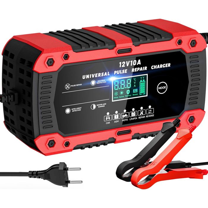 Chargeur De Batterie Voiture 12V/24V Intelligent - Pour Batteries Plomb-acide Et LiFePO4, Mode Réparation