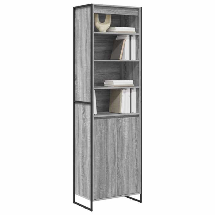 Armoire haute - vidaXL - 2 pièces - Gris sonoma - 60x36x200 cm - Bois dingénierie - Avec porte - Design industriel