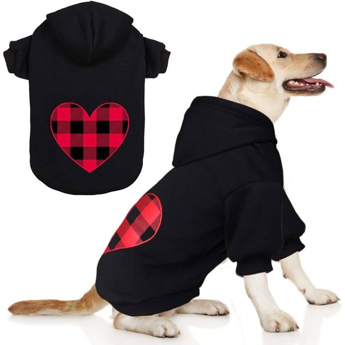 Meilleurs prix pour L-Sweat à capuche pour chien - Carreaux noirs chaud doux et respirant taille Lf