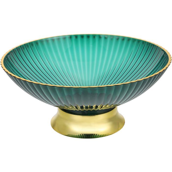 Coupe à fruits ronde sur pied coupe verte à trous dévacuation objet décoratif pour plat de service de style moderne (24 cm)