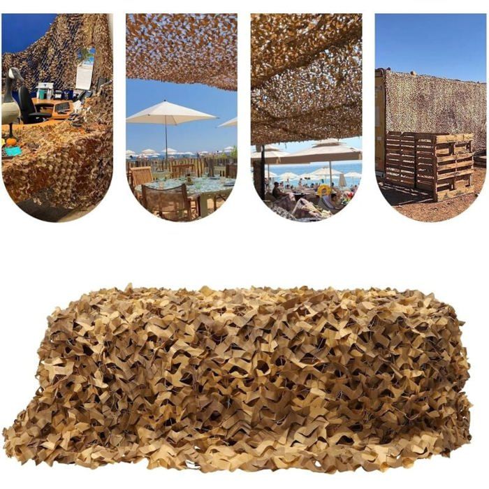 Voile dombrage camouflage - MICH - 1.5x5 m - Polyester 150D - Léger - Séchage rapide - Résistant aux intempéries