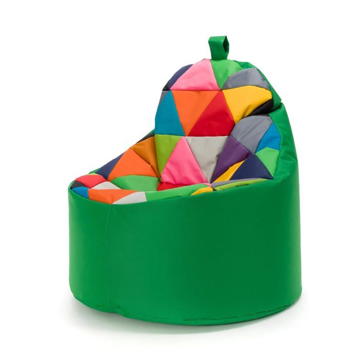 Pouf Fauteuil Patchwork Poire Extérieur Relax Tissu Imperméable Chambre Enfant Confort Mélange/Bouteille Verte 70x70x75cm