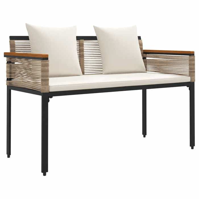 Moderne Banc extérieur/banc de Balcon - Banquette de jardin Beige et blanc crème 117x54x74.5 cm @EU452334