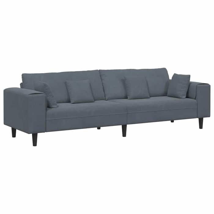 Les Soldes Canapé de salon( 4 PLACES) - CLOUD - grand sofa - Poids maximal: 440 kg - avec coussin Gris foncé 250x77x76 cm Velours