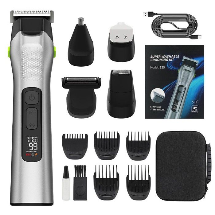 Tondeuse Barbe Homme 15 en 1 Kit Rasage Sans Fil IPX7 Étanche Tondeuse Corps Nez Oreilles Visage Autonomie 150 min Tondeuse Barbe Homme 15 en 1 Kit Rasage Sans Fil IPX7 Étanche Tondeuse Corps Nez Oreilles Visage Autonomie 150 min