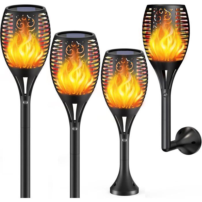 Lampe Solaire Extérieur 1 pièce Torche 96 LED Flammes Étanche IP65 pour Jardin