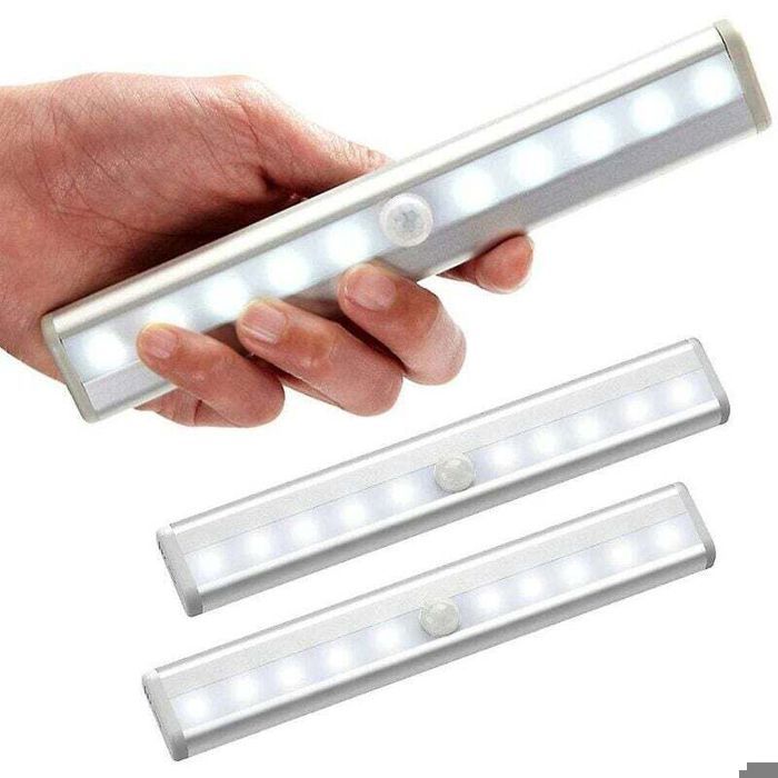 Lampe LED détecteur de mouvement - PZCC - Lot de 3 - 10 LEDs - Sans fil - Bande magnétique - Veilleuse - Détection 3-5 m