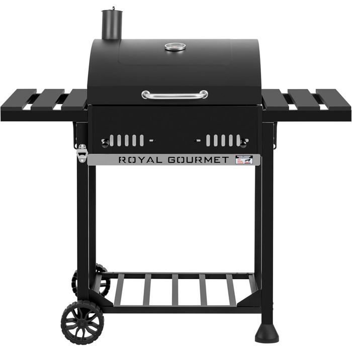 Barbecue charbon avec fumoir - SWAPY - Grille de cuisson 56 5x42 2 cm - Grille de maintien 54 2x12 cm