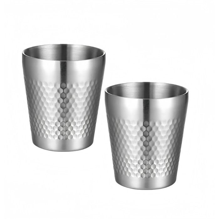 Lot de 2 tasses isothermes en acier inoxydable à double paroi - 300 ml pour boissons chaudes et froides - Argent