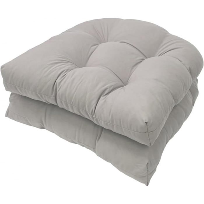 Lot de 2 coussins en forme de U pour canapé et chaise en rotin/osier gris clair 48×48 cm. Pour usage intérieur/extérieur patio.