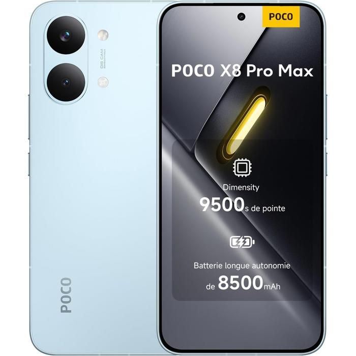 POCO X8 Pro Max 12+256 Go Bleu Smartphone  Processeur Haut de Gamme Dimensity 9500s Chargeur Non Inclus